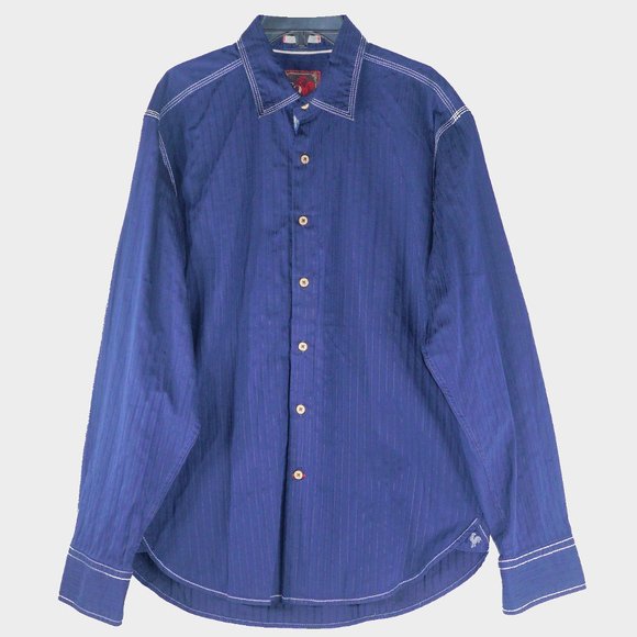 EQ heavily stitched blue denim LS button shirt EUC - Picture 1 of 4